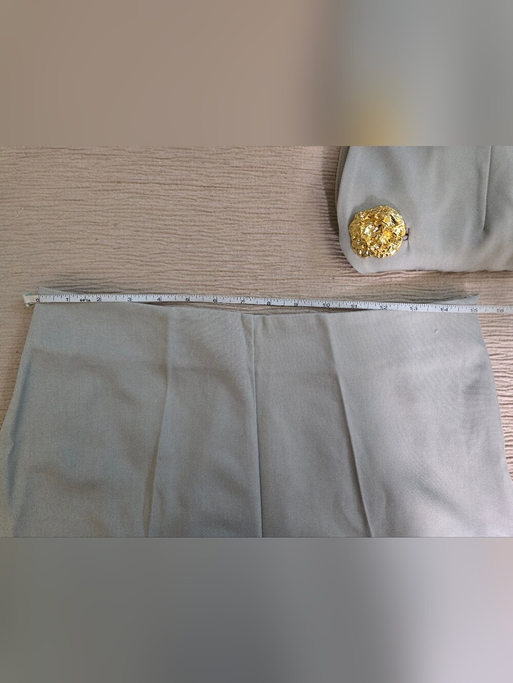NWT Commense Grey Wide-Leg Pantsuit with Gold Button Vest, Large - Picture 5 of 6